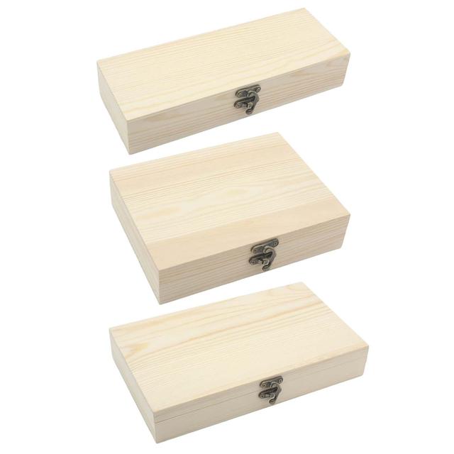 Wooden Box with Hinged Lid Keepsake Box Rectangle Plain Wood Box Front  Clasp - AliExpress